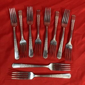 10 - Vintage Oneida Dinner Forks / Tudor Plate Silver Flatware / Community